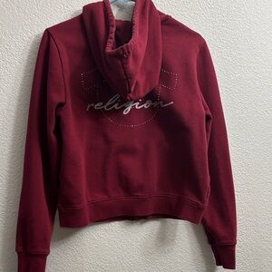 True Religion Burgundy Hoodie with zipper and pockets-Amazing condition